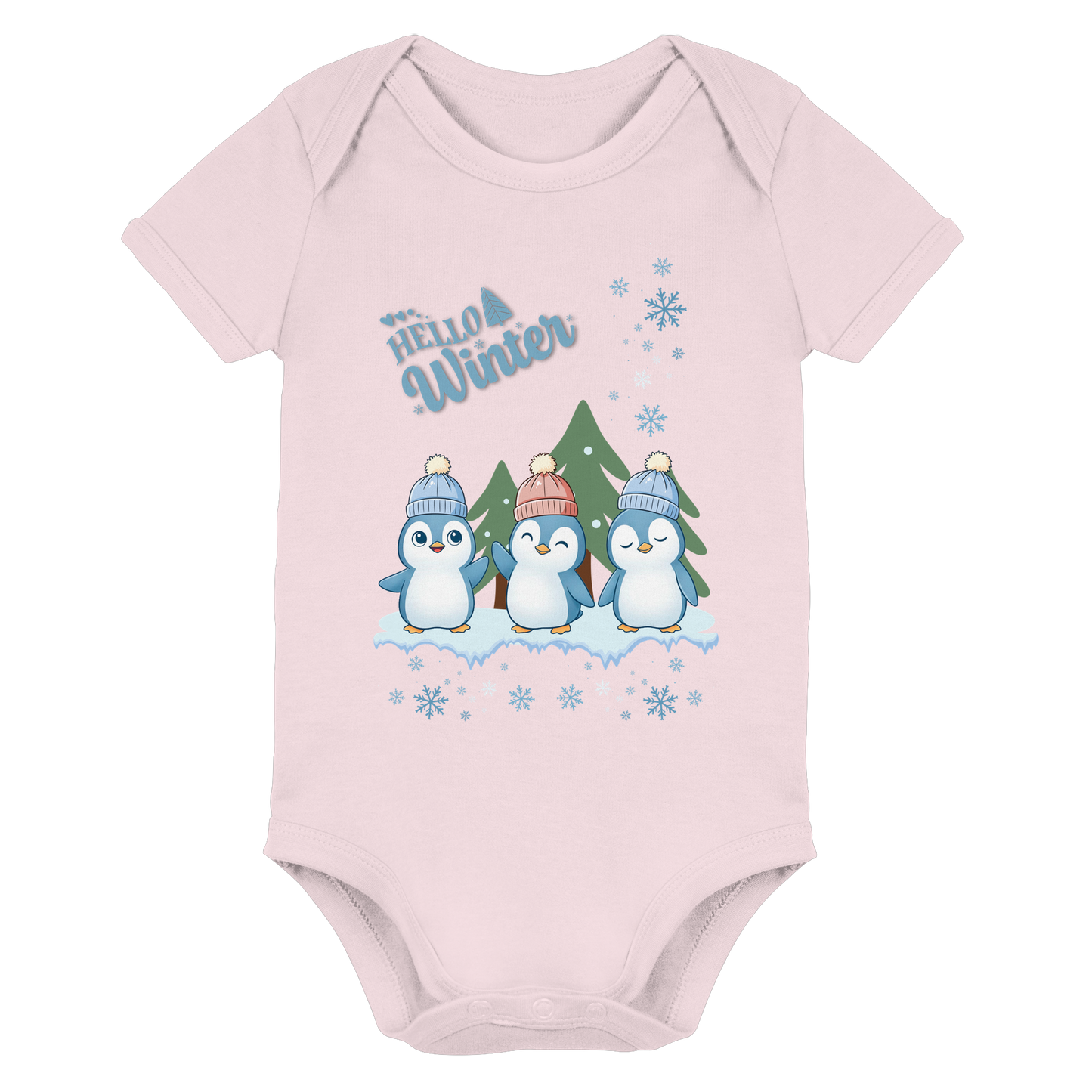 Hello Winter – Organic Baby Bodysuit mit Pinguinen
