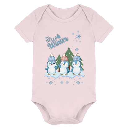 Hello Winter – Organic Baby Bodysuit mit Pinguinen