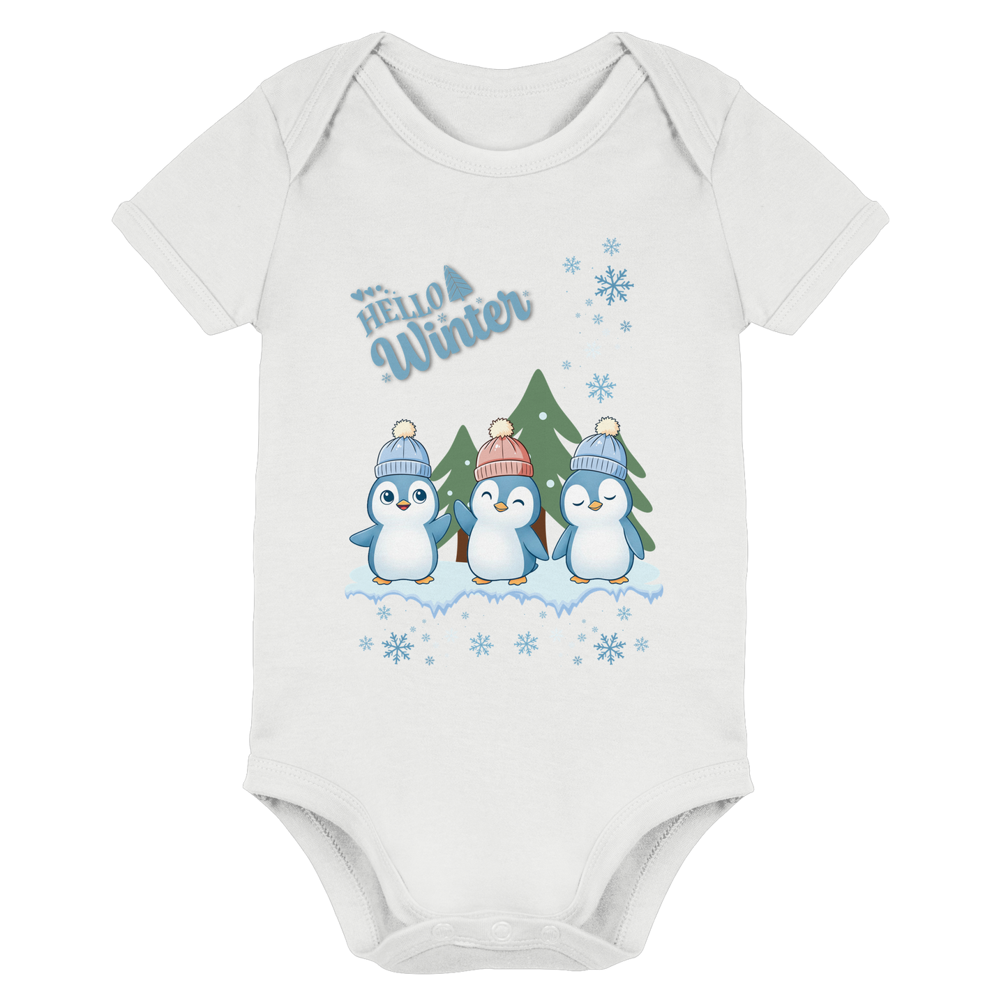 Hello Winter – Organic Baby Bodysuit mit Pinguinen