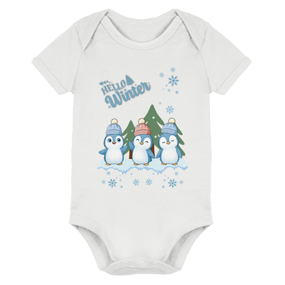 Hello Winter – Organic Baby Bodysuit mit Pinguinen