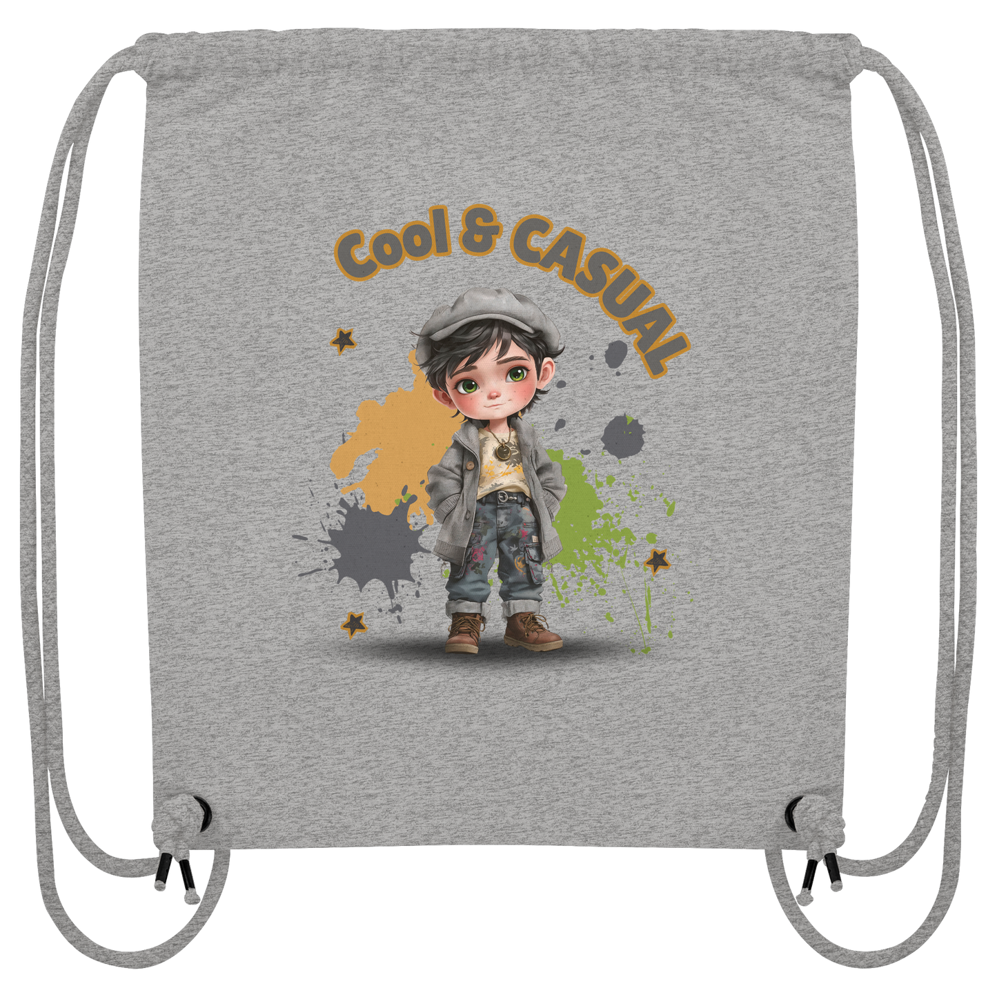 Kids Gymbag Cool & Casual – Baumwoll Turnbeutel mit Jungenmotiv, Freizeitbeutel für Schule und Sport