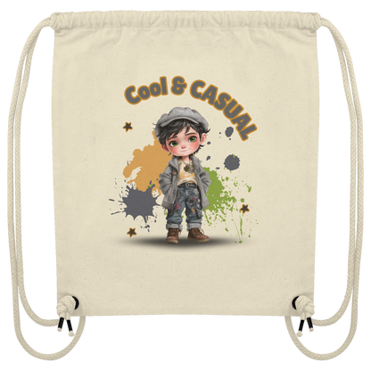 Kids Gymbag Cool & Casual – Baumwoll Turnbeutel mit Jungenmotiv, Freizeitbeutel für Schule und Sport