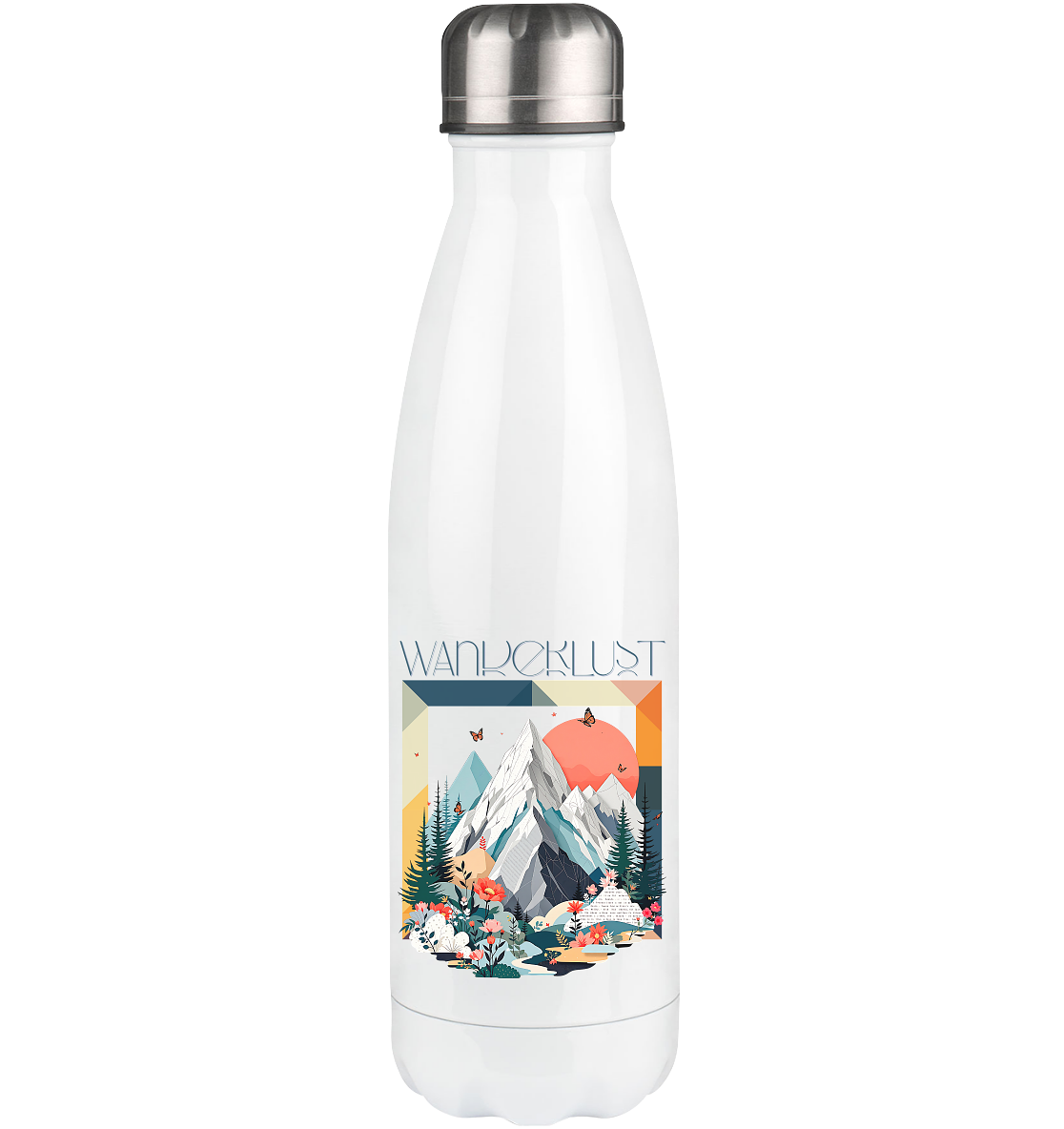 Edelstahl-Thermoflasche (500ML) mit Naturdesign für unterwegs