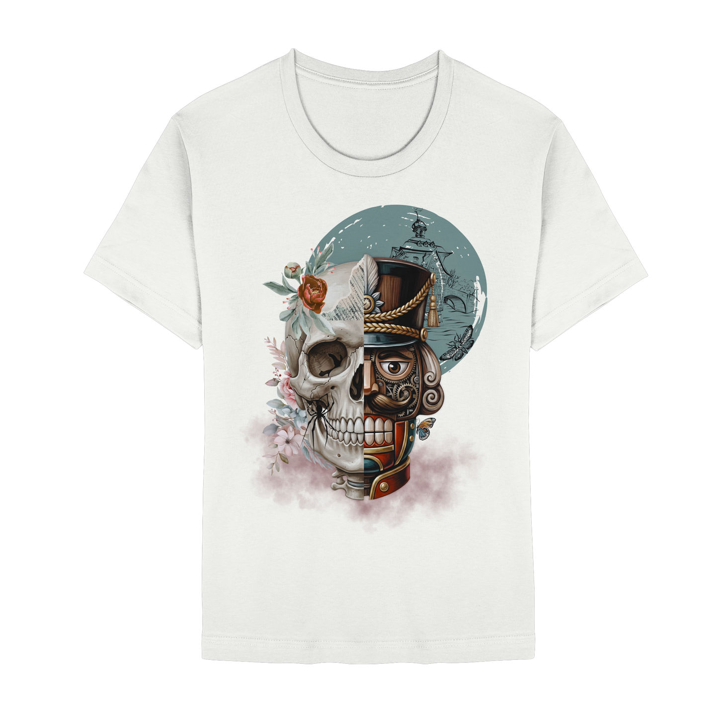 Skull-Artwork mit Steampunk Vintage- und Dark-Romance Elementen Unisex Shirt