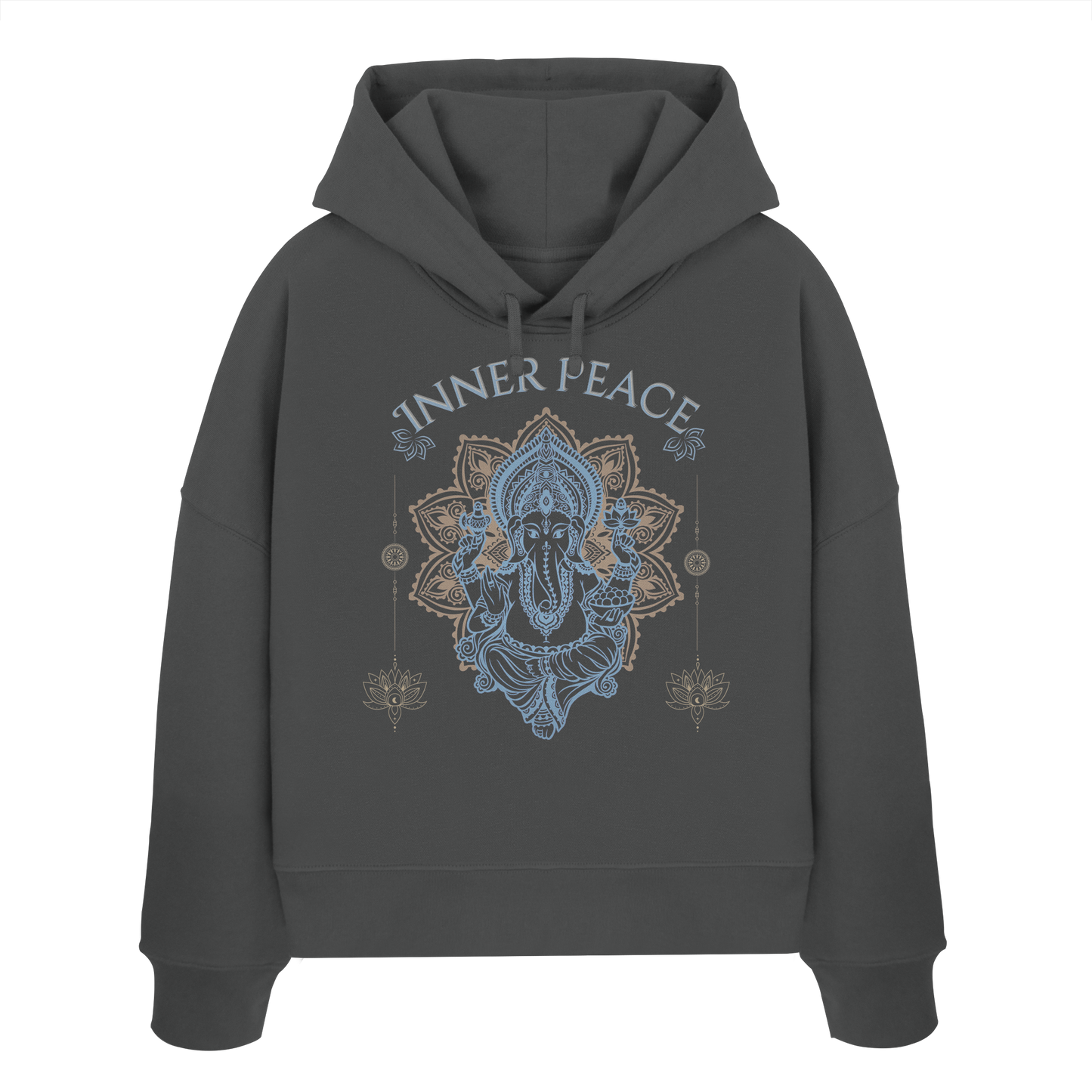 Womens Organic Boxcut Hoodie Inner Peace – Damen Hoodie im Boho Yoga Stil aus Bio-Baumwolle