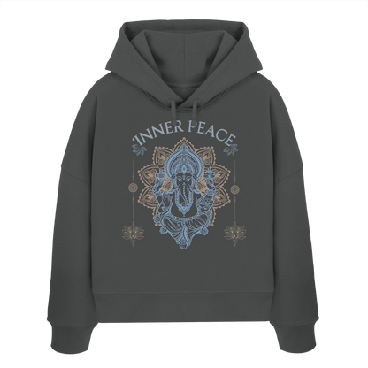 Womens Organic Boxcut Hoodie Inner Peace – Damen Hoodie im Boho Yoga Stil aus Bio-Baumwolle
