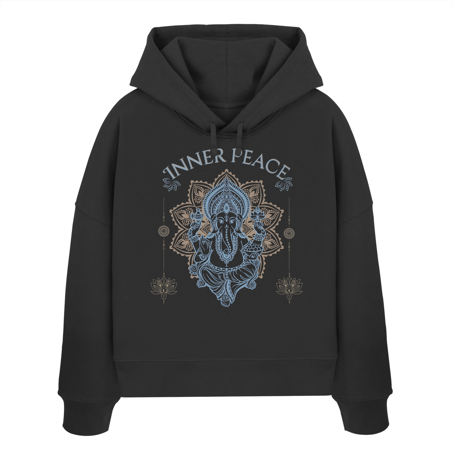Womens Organic Boxcut Hoodie Inner Peace – Damen Hoodie im Boho Yoga Stil aus Bio-Baumwolle