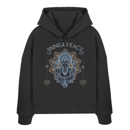 Womens Organic Boxcut Hoodie Inner Peace – Damen Hoodie im Boho Yoga Stil aus Bio-Baumwolle