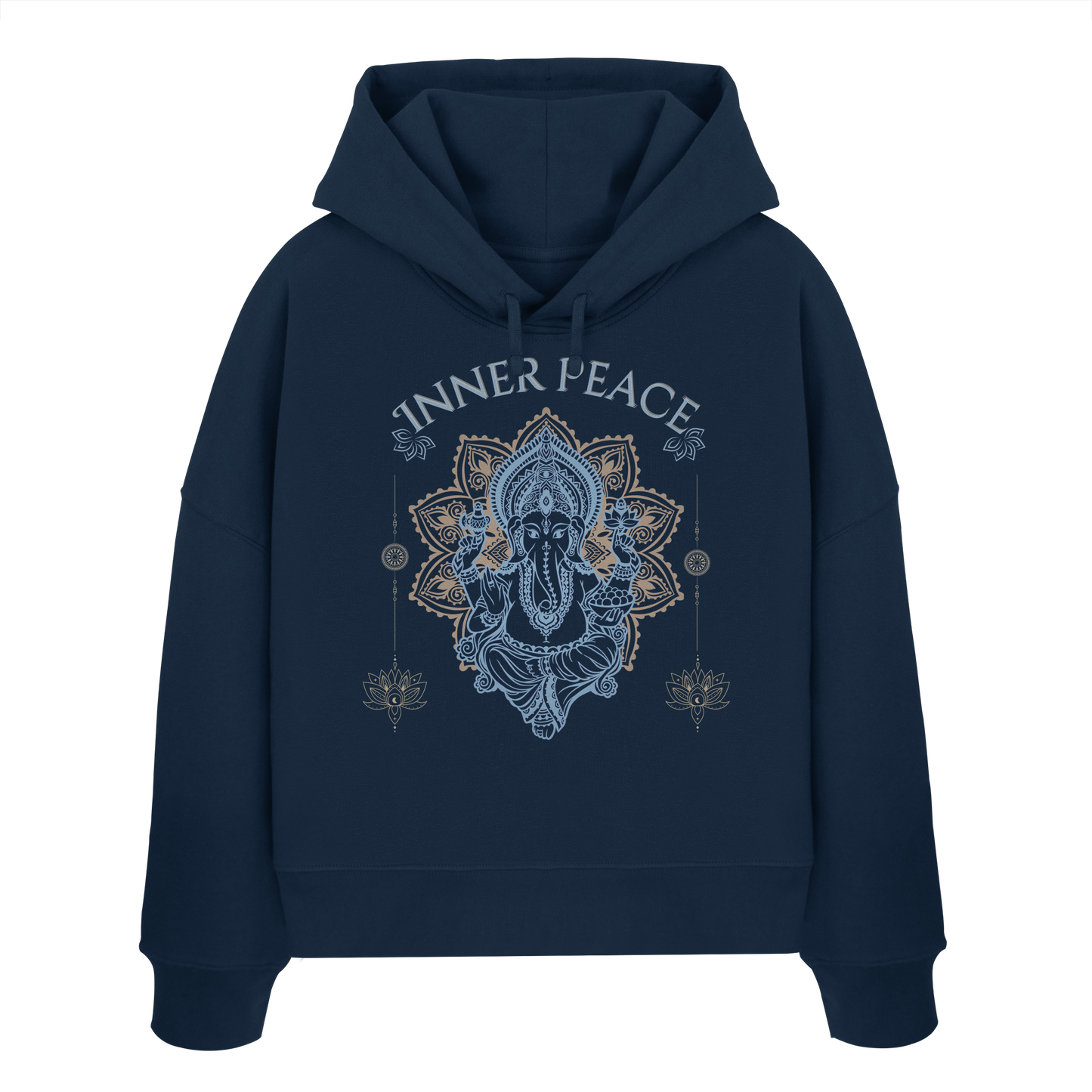 Womens Organic Boxcut Hoodie Inner Peace – Damen Hoodie im Boho Yoga Stil aus Bio-Baumwolle