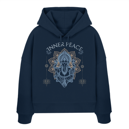 Womens Organic Boxcut Hoodie Inner Peace – Damen Hoodie im Boho Yoga Stil aus Bio-Baumwolle