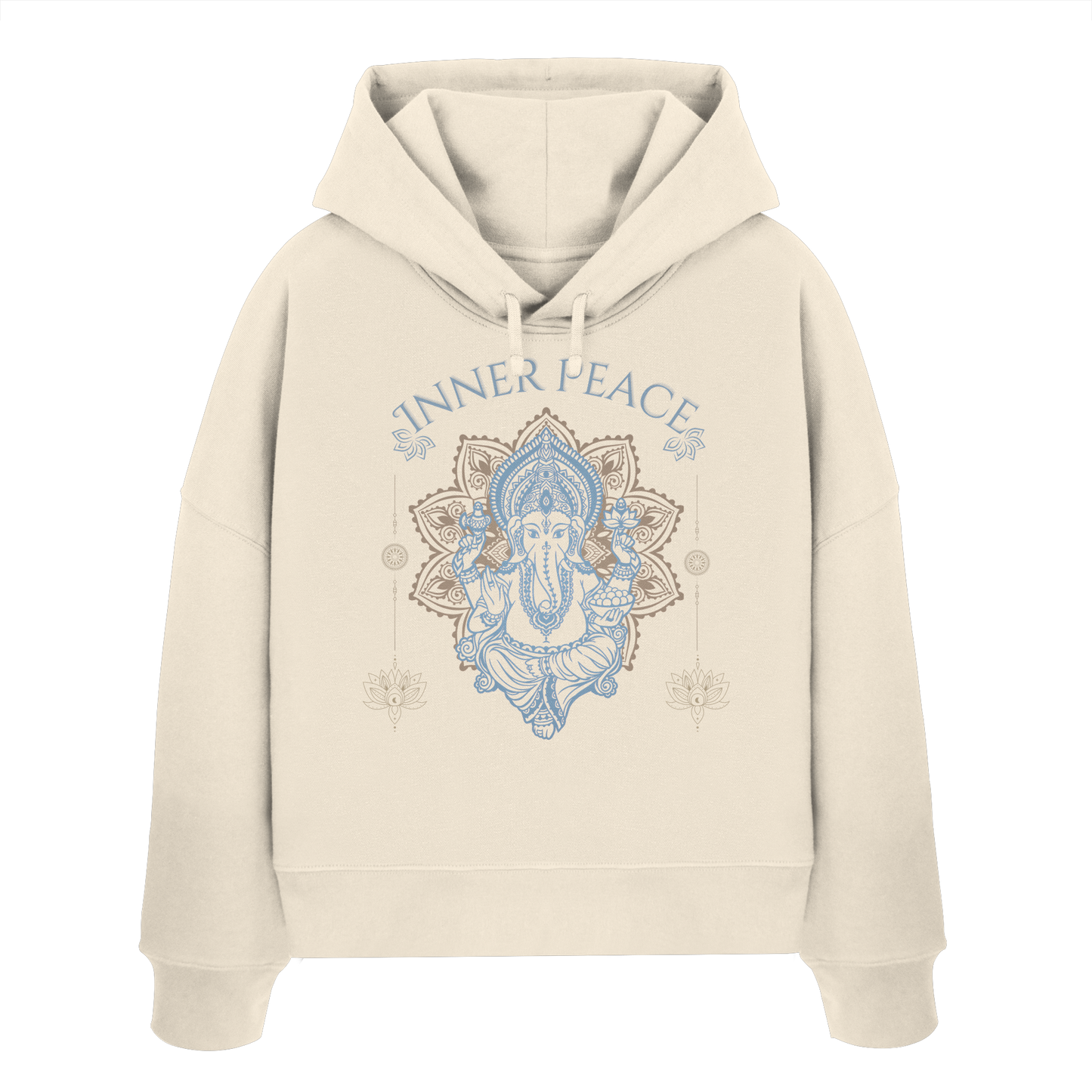 Womens Organic Boxcut Hoodie Inner Peace – Damen Hoodie im Boho Yoga Stil aus Bio-Baumwolle
