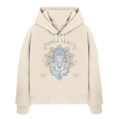 Womens Organic Boxcut Hoodie Inner Peace – Damen Hoodie im Boho Yoga Stil aus Bio-Baumwolle