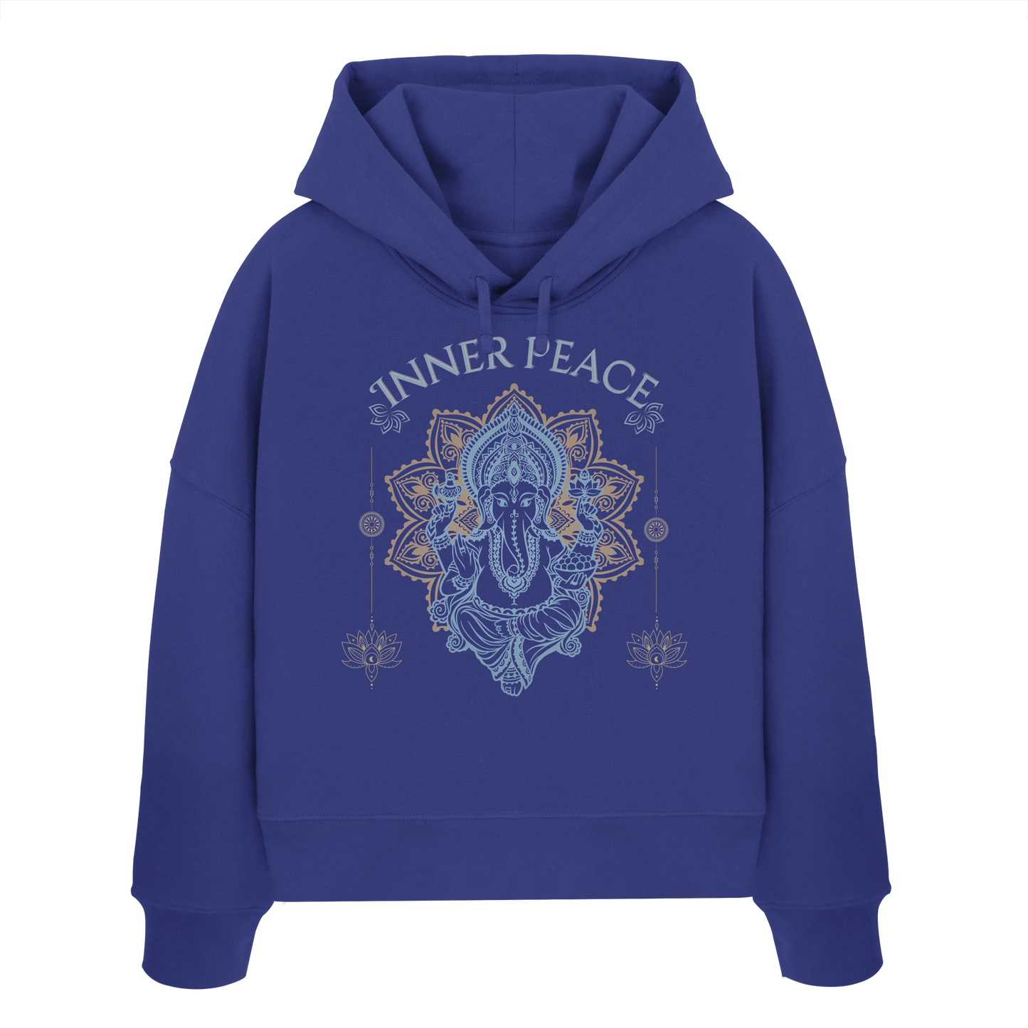 Womens Organic Boxcut Hoodie Inner Peace – Damen Hoodie im Boho Yoga Stil aus Bio-Baumwolle