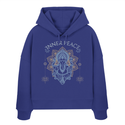 Womens Organic Boxcut Hoodie Inner Peace – Damen Hoodie im Boho Yoga Stil aus Bio-Baumwolle