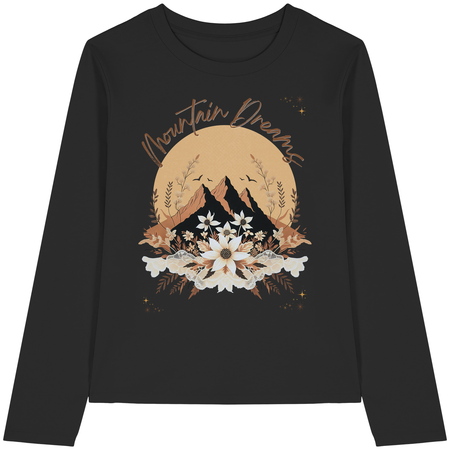 Mountain Dreams Longsleeve Bio Baumwolle  Alpen Style Shirt für Outdoor, Freizeit und Bergliebhaber