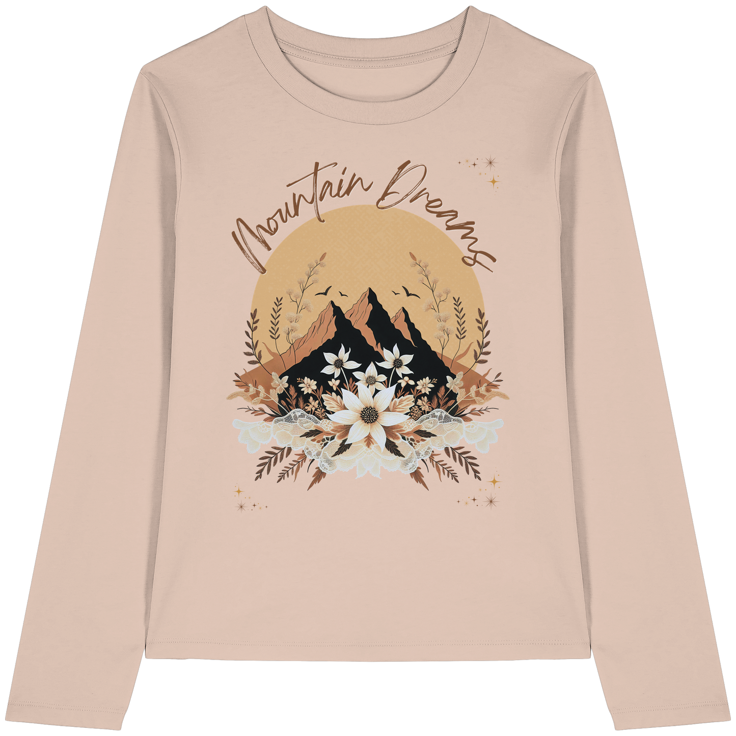 Mountain Dreams Longsleeve Bio Baumwolle  Alpen Style Shirt für Outdoor, Freizeit und Bergliebhaber