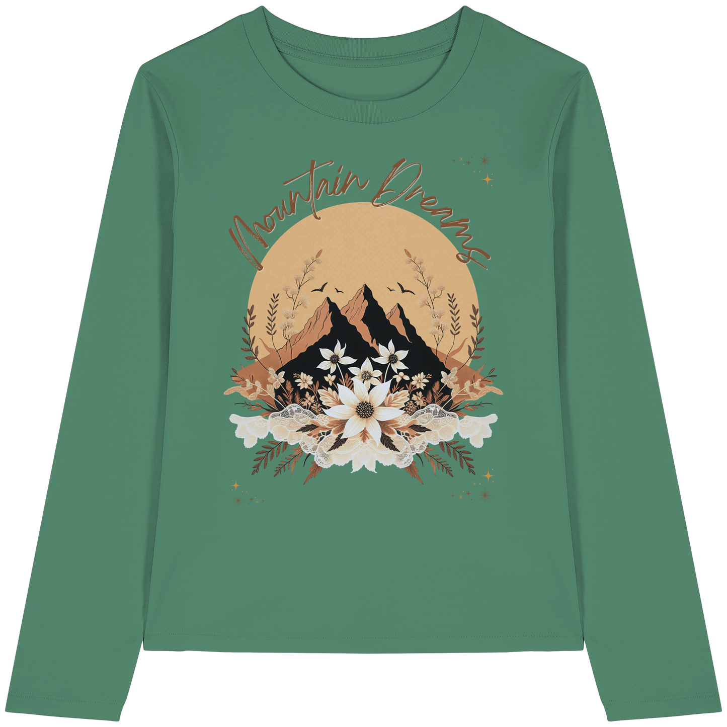 Mountain Dreams Longsleeve Bio Baumwolle  Alpen Style Shirt für Outdoor, Freizeit und Bergliebhaber