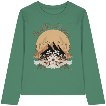 Mountain Dreams Longsleeve Bio Baumwolle  Alpen Style Shirt für Outdoor, Freizeit und Bergliebhaber