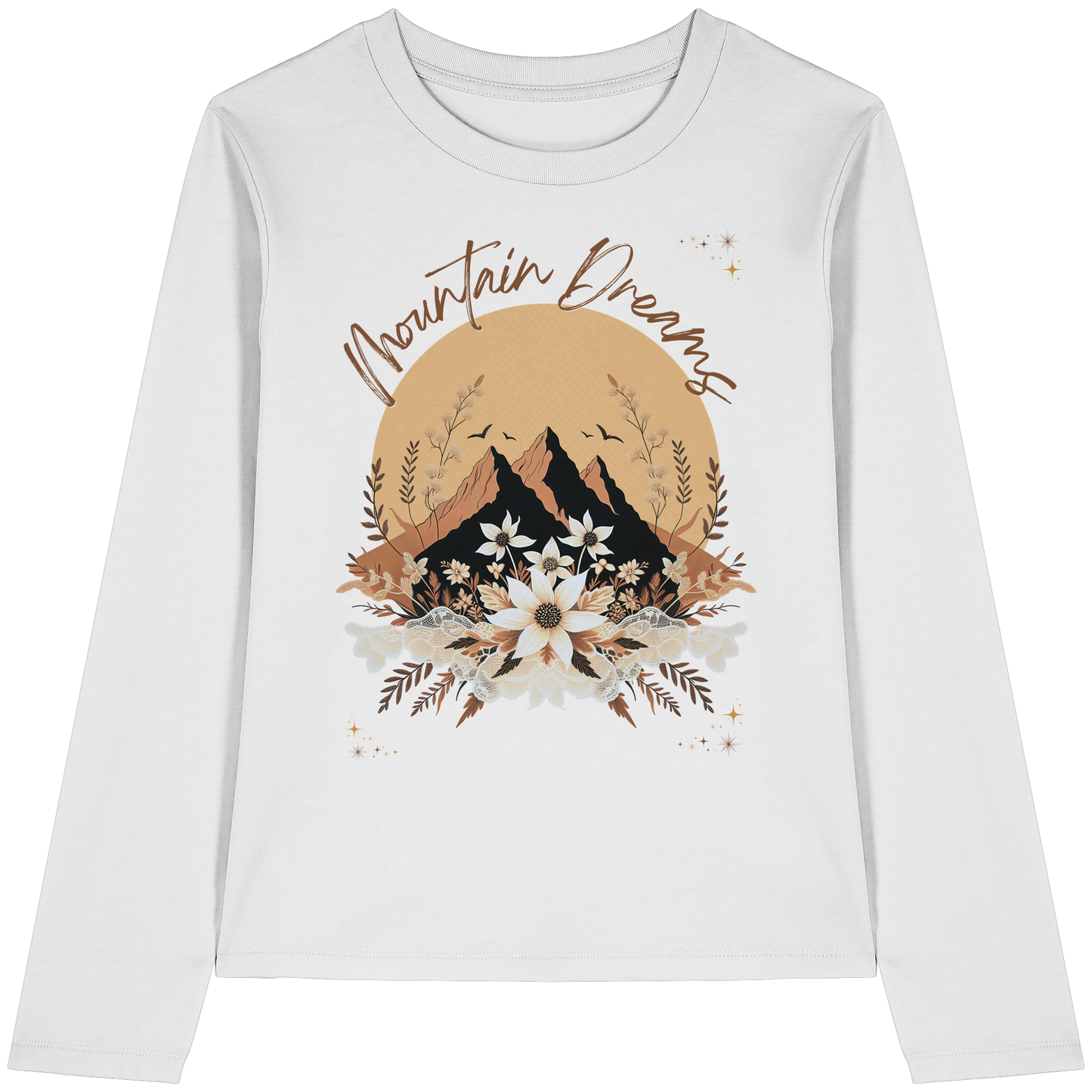 Mountain Dreams Longsleeve Bio Baumwolle  Alpen Style Shirt für Outdoor, Freizeit und Bergliebhaber