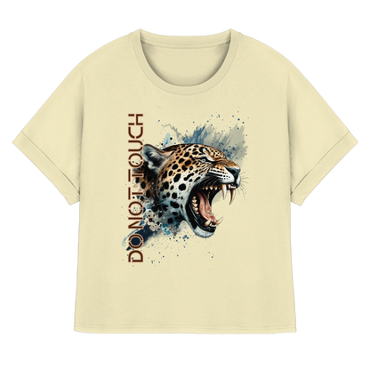 Tropical Leopard  Womens Organic Rolled Sleeves T-Shirt I Jungle Animal Print für Streetwear I Urban Boho Fashion & Wildlife Style