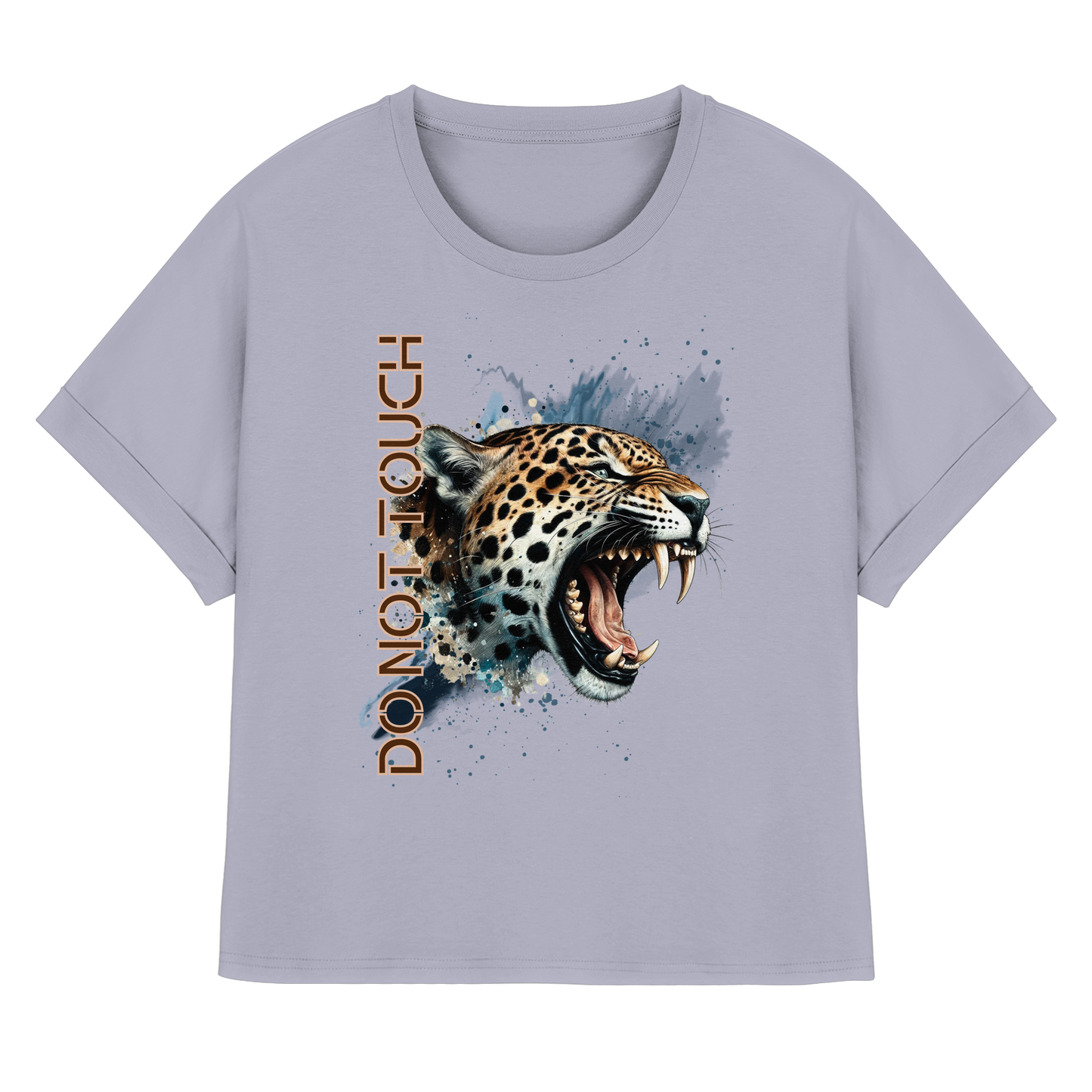 Tropical Leopard  Womens Organic Rolled Sleeves T-Shirt I Jungle Animal Print für Streetwear I Urban Boho Fashion & Wildlife Style