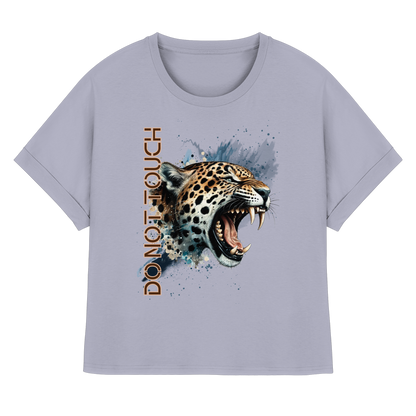 Tropical Leopard  Womens Organic Rolled Sleeves T-Shirt I Jungle Animal Print für Streetwear I Urban Boho Fashion & Wildlife Style