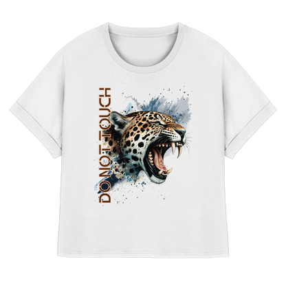 Tropical Leopard  Womens Organic Rolled Sleeves T-Shirt I Jungle Animal Print für Streetwear I Urban Boho Fashion & Wildlife Style