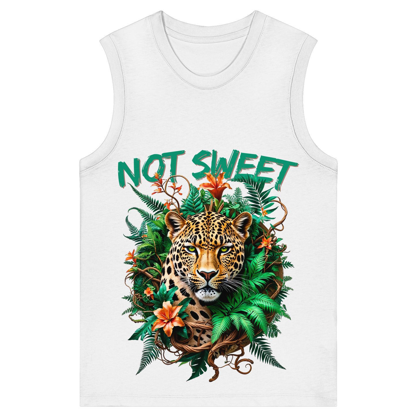 Not  Sweet Statement Womens Organic Tank Top für starke Frauen | Feministisches Leopard Design | Tropischer Boho Wildstyle