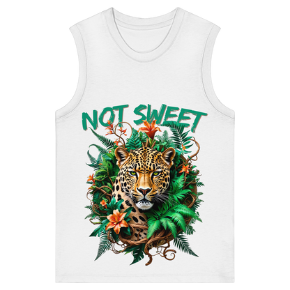 Not  Sweet Statement Womens Organic Tank Top für starke Frauen | Feministisches Leopard Design | Tropischer Boho Wildstyle