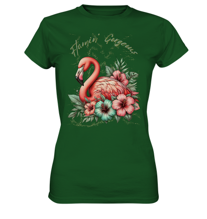Flamingo und Hibiskus – Womens Premium Classic T-Shirt
