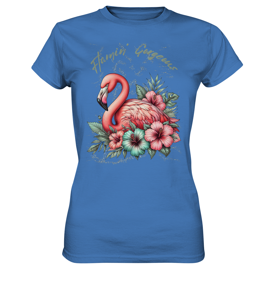 Flamingo und Hibiskus – Womens Premium Classic T-Shirt