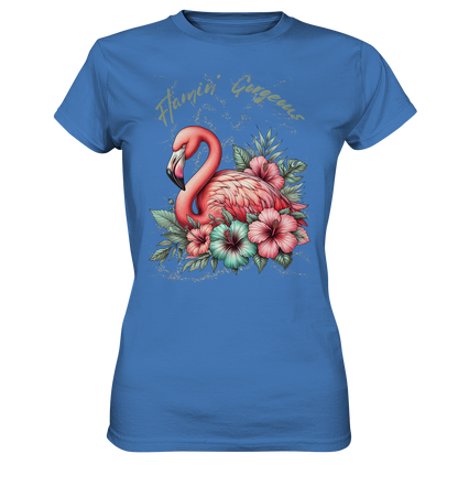 Flamingo und Hibiskus – Womens Premium Classic T-Shirt