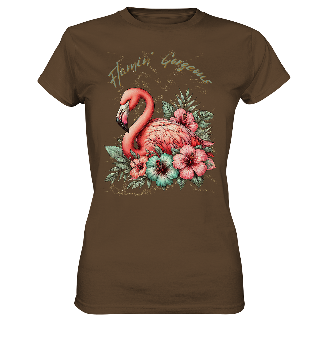 Flamingo und Hibiskus – Womens Premium Classic T-Shirt