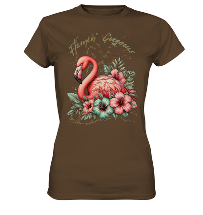 Flamingo und Hibiskus – Womens Premium Classic T-Shirt