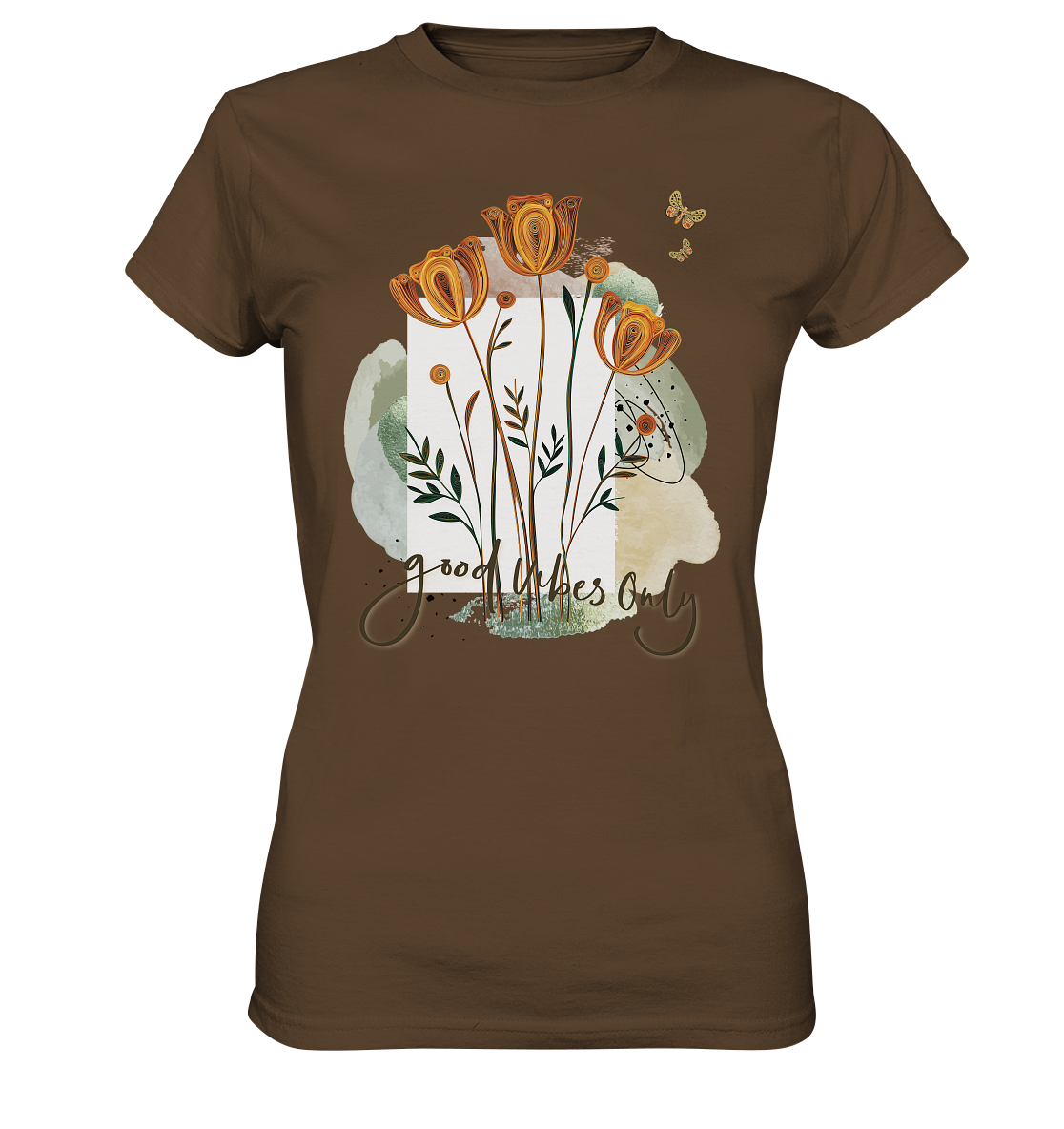 Womens Premium Classic T-Shirt mit Blumenmotiv