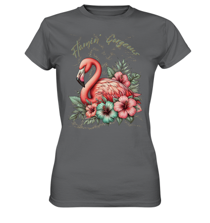 Flamingo und Hibiskus – Womens Premium Classic T-Shirt