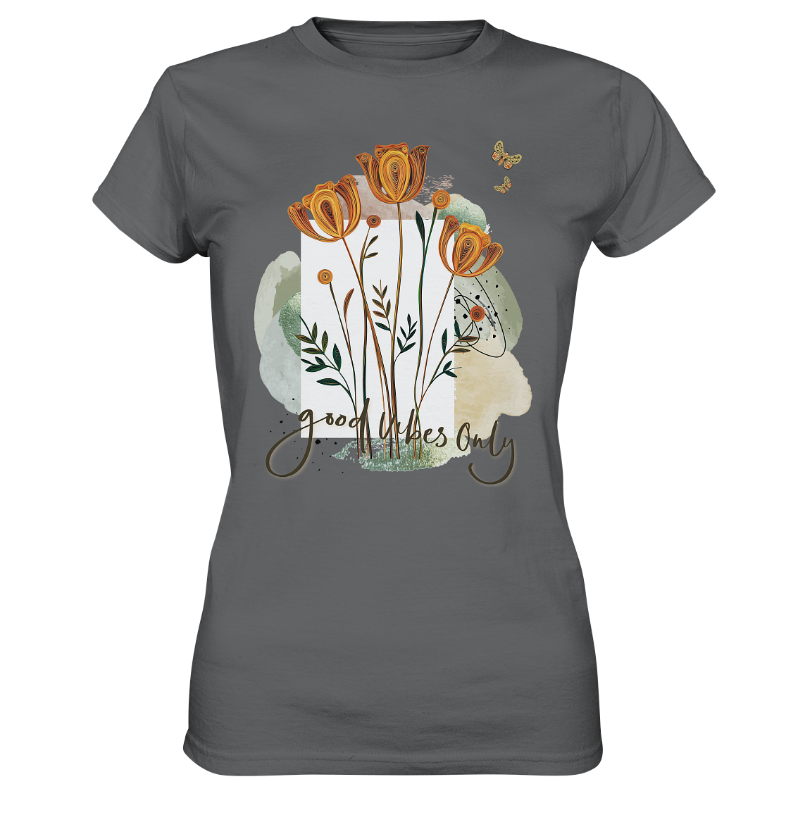 Womens Premium Classic T-Shirt mit Blumenmotiv