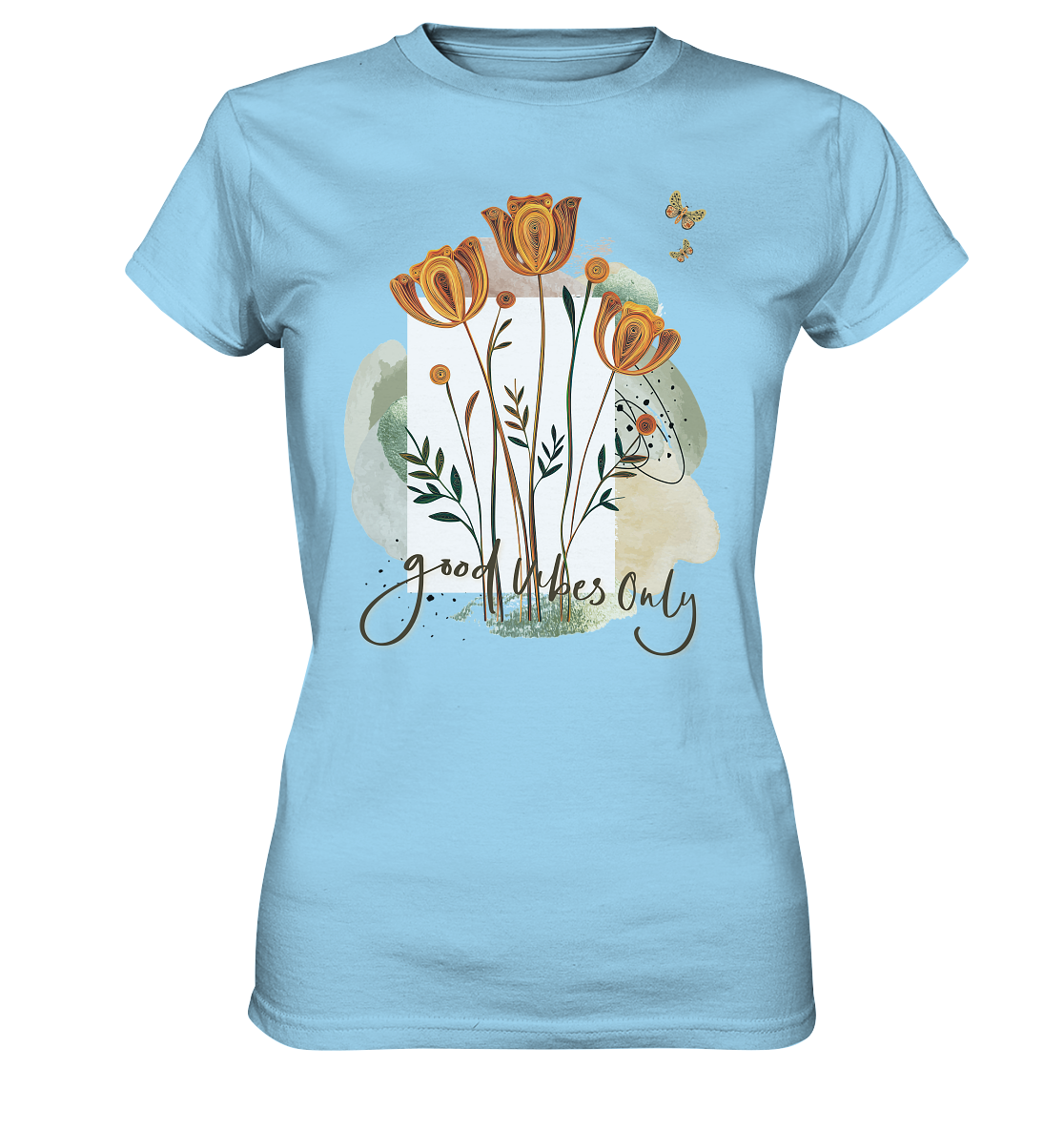 Womens Premium Classic T-Shirt mit Blumenmotiv