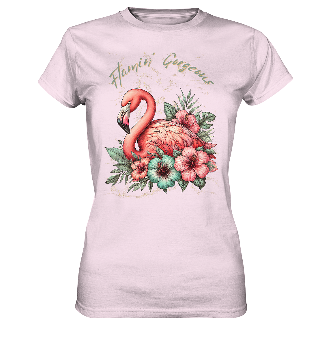 Flamingo und Hibiskus – Womens Premium Classic T-Shirt