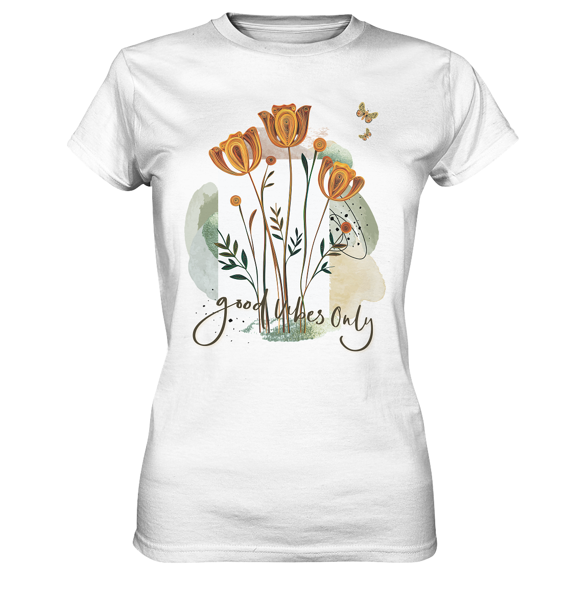 Womens Premium Classic T-Shirt mit Blumenmotiv