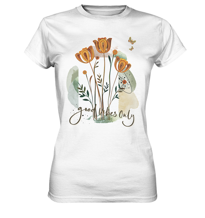 Womens Premium Classic T-Shirt mit Blumenmotiv
