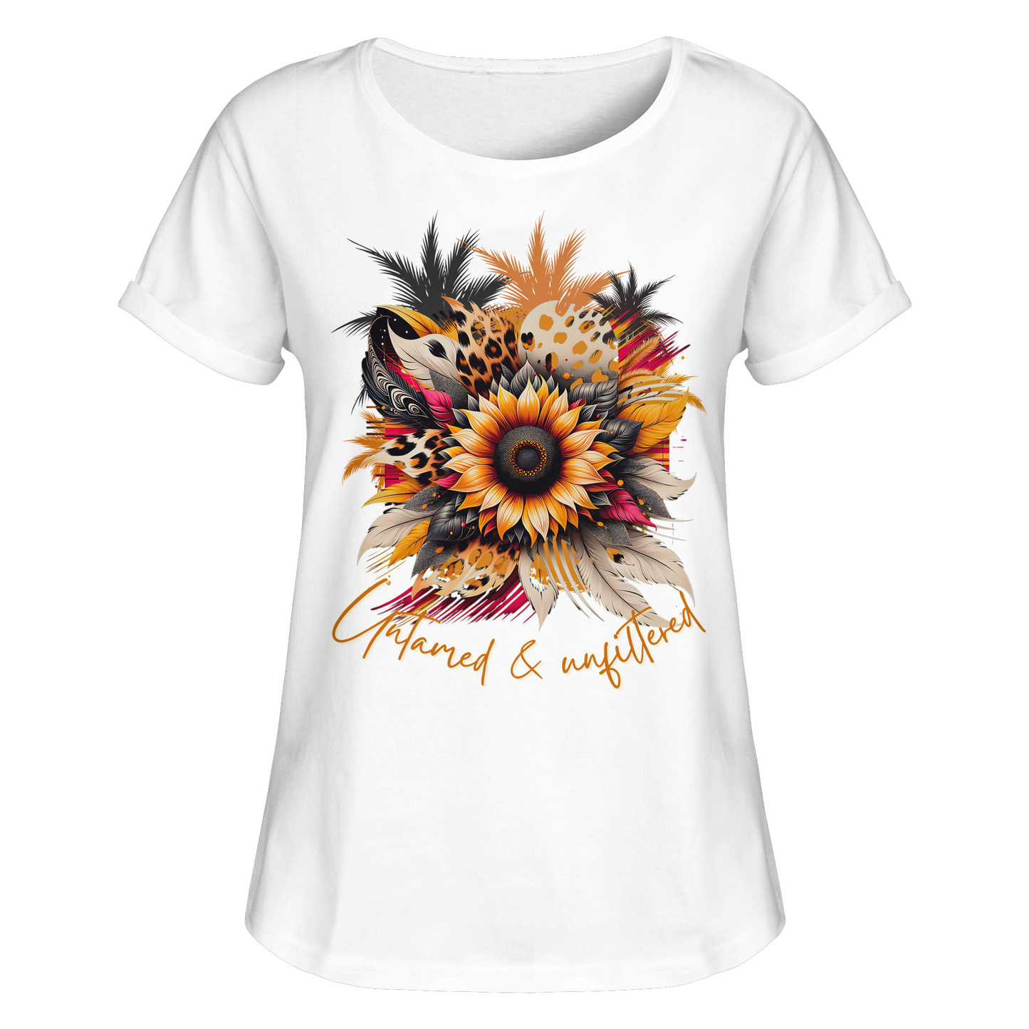 Womens Roll-Up T-Shirt mit kraftvollem Print für Damen