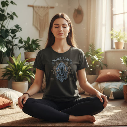 Womens Roll-Up T-Shirt Inner Peace – Damen Shirt mit Mandala Motiv im Boho Yoga Stil