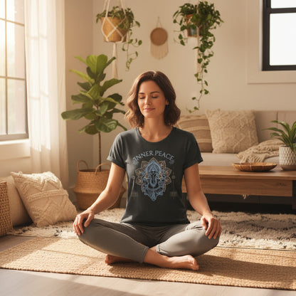 Womens Roll-Up T-Shirt Inner Peace – Damen Shirt mit Mandala Motiv im Boho Yoga Stil