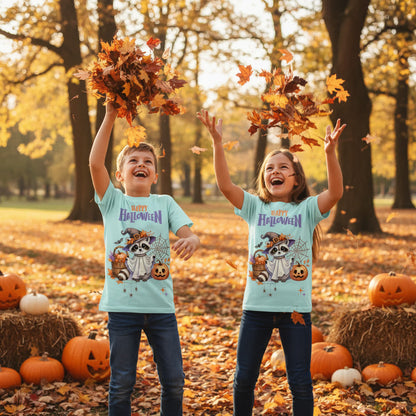 Kids Organic Shirt Halloween Waschbär – Süßes Kinder T-Shirt mit Herbstmotiv aus Bio Baumwolle
