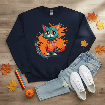 Kids Basic Sweatshirt Cool Cat – Kinder Pullover mit Direktdruck, Herbst Sweatshirt für Jungen und Mädchen