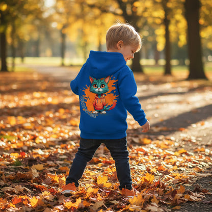 Kids Basic Hoodie Cool Cat – Kinder Hoodie mit Rückendruck, Herbst Hoodie für Jungs und Mädchen