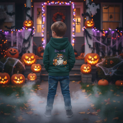 Kinder Hoodie Halloween Motiv Waschbär – Süßes Herbst Design für kleine Geister