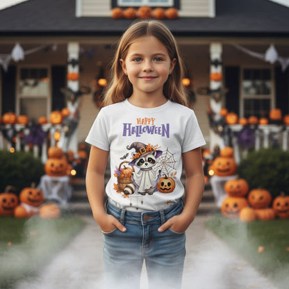 Kids Organic Shirt Halloween Waschbär – Süßes Kinder T-Shirt mit Herbstmotiv aus Bio Baumwolle