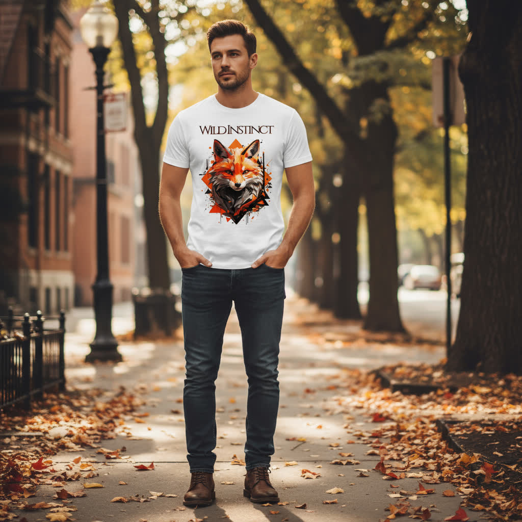 Organic Shirt Wild Instinct – Herbst T-Shirt aus Bio-Baumwolle mit Direktdruck für Damen und Herren